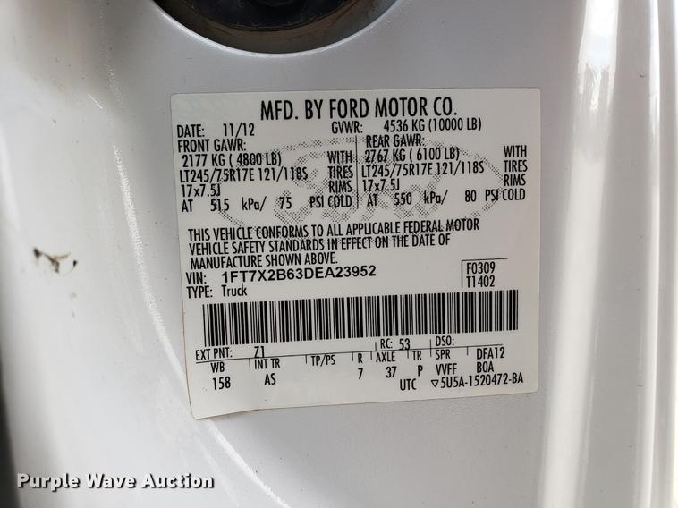 image for item DB9411 2013 Ford F250 Super Duty utility bed pickup truck