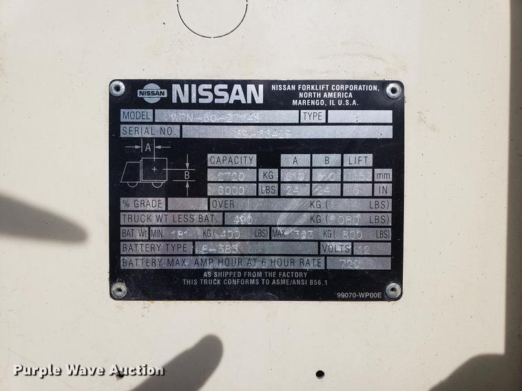image for item DB9423 Nissan WPN-60-27X48 pallet jack