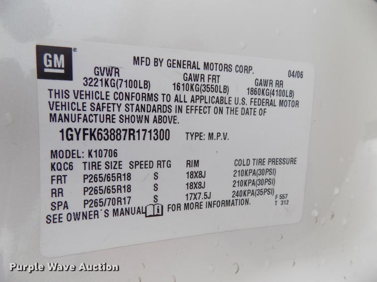 image for item DD3512 2007 Cadillac Escalade SUV