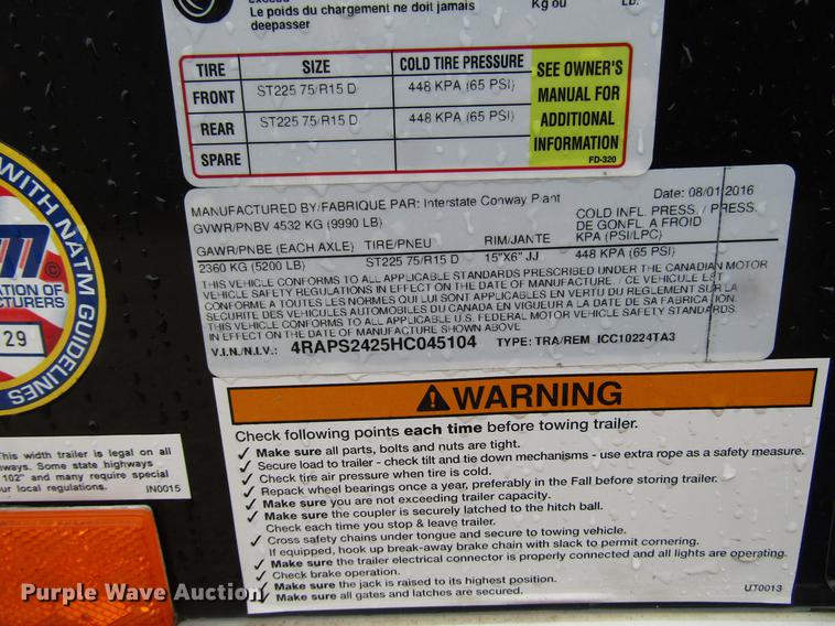 image for item DD3772 2017 Interstate enclosed cargo trailer