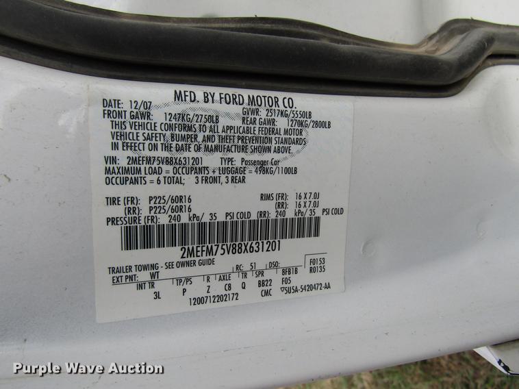 image for item DD3796 2008 Mercury Grand Marquis