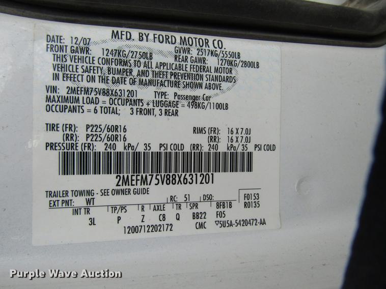 image for item DD3796 2008 Mercury Grand Marquis