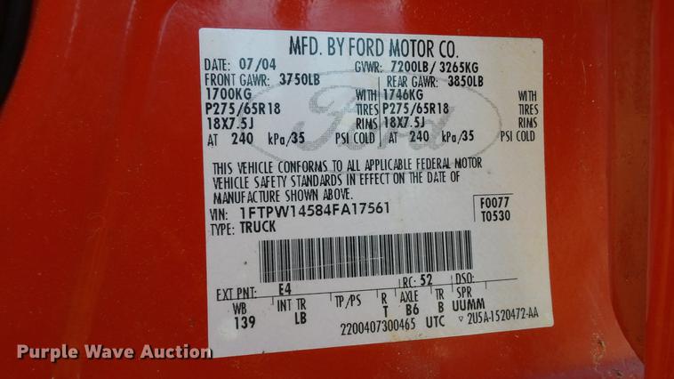 image for item DE4929 2004 Ford F150 SuperCrew pickup truck