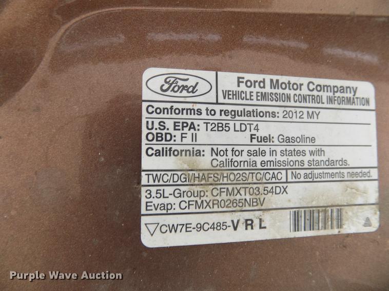 image for item DE7538 2012 Ford F150 Platinum SuperCrew pickup truck