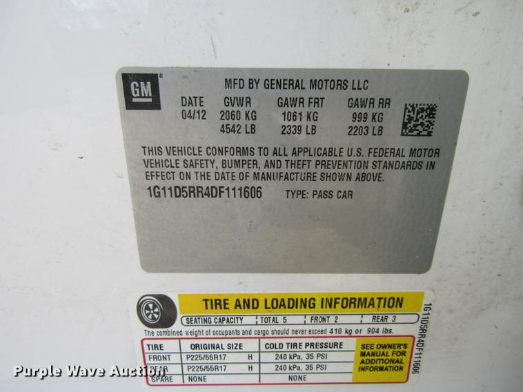 image for item DF3896 2013 Chevrolet Malibu LT