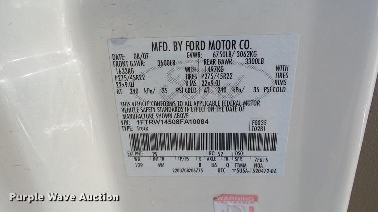 image for item DG2760 2008 Ford F150 Limited SuperCrew pickup truck