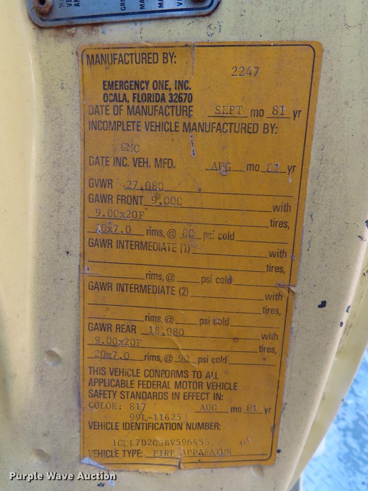 image for item DN9235 1981 GMC fire truck