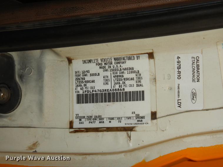 image for item DN9237 1994 Ford F450 Super Duty utility truck