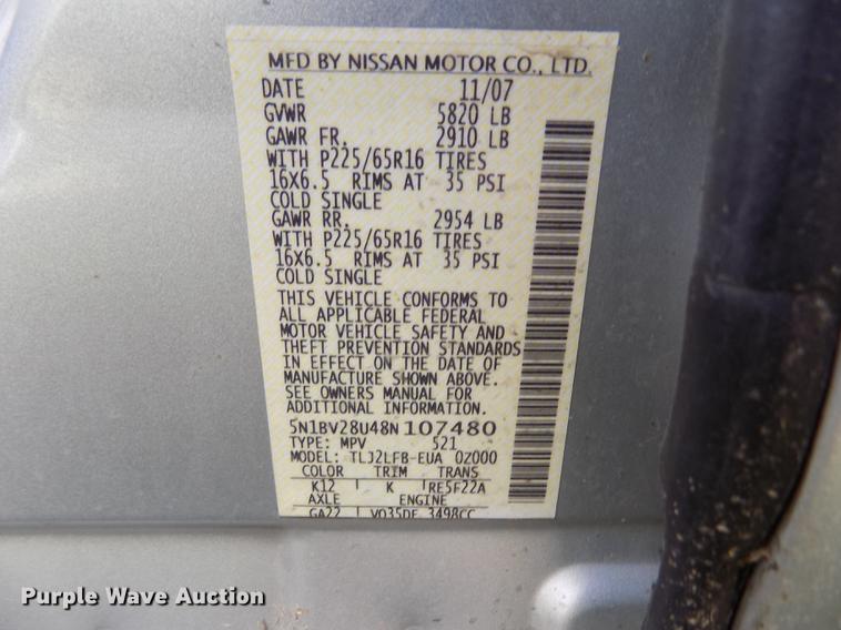 image for item DY9081 2008 Nissan Quest van