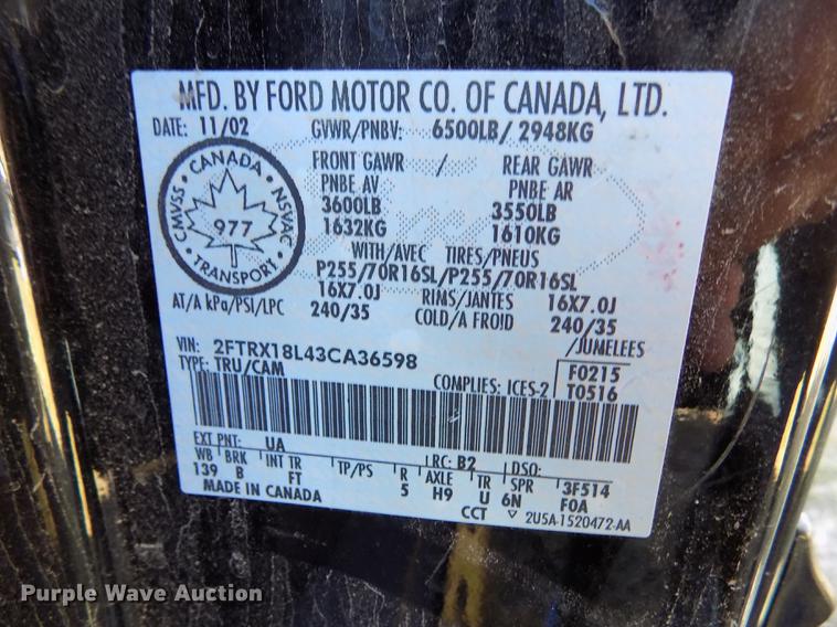 image for item DY9084 2003 Ford F150 XLT SuperCab pickup truck