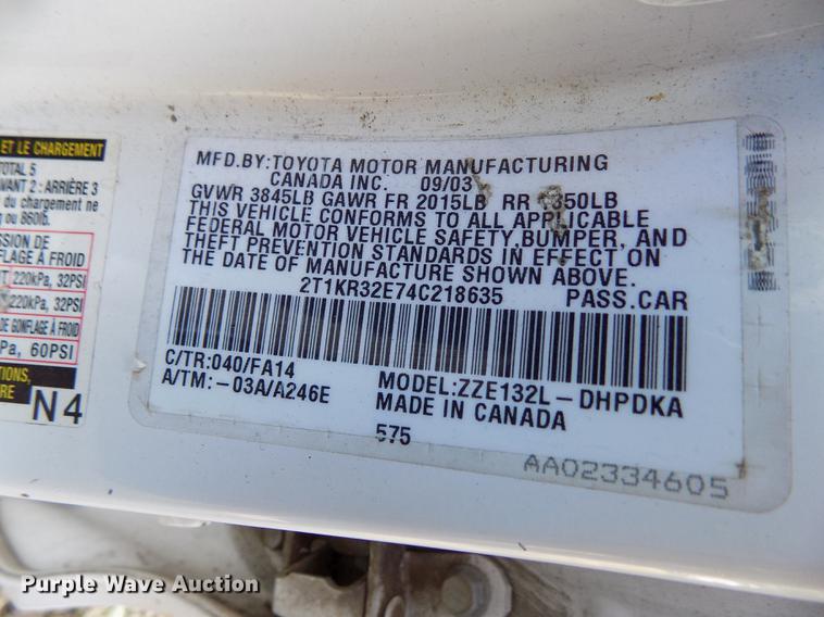 image for item DY9086 2004 Toyota Matrix
