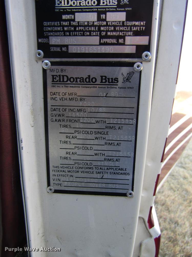 image for item EH9313 1989 Ford Econoline E350 El Dorado bus