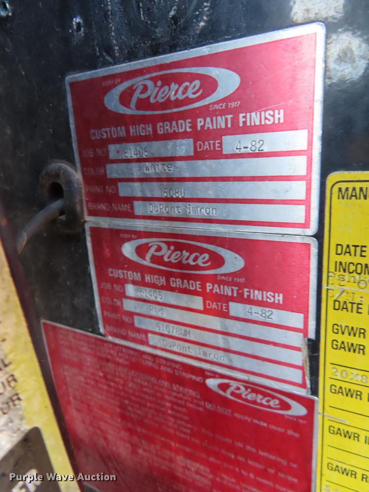 image for item EI9998 1982 Pierce Arrow V-1324M fire truck