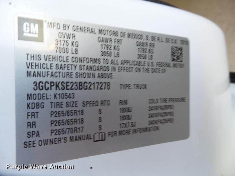 image for item EN9655 2011 Chevrolet Silverado 1500 Z71 Crew Cab pickup truck