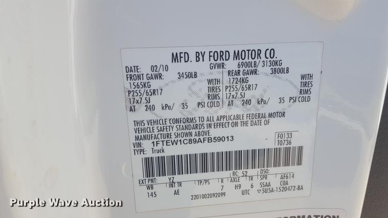 image for item EN9664 2010 Ford F150 SuperCrew pickup truck