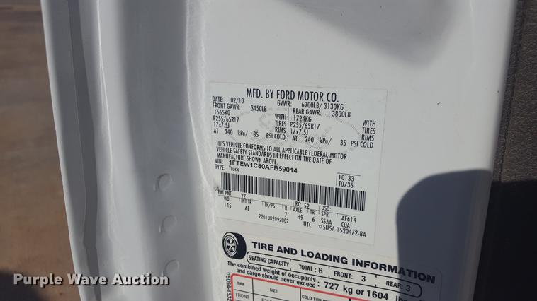 image for item EN9665 2010 Ford F150 SuperCrew pickup truck