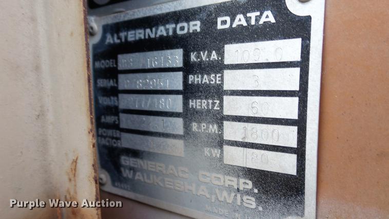 image for item EV9514 Generac SD80/15433 generator