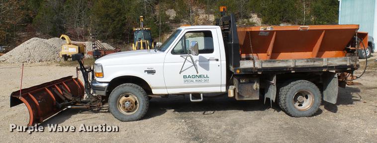 image for item DB2029 1997 Ford F350 dump flatbed pickup truck