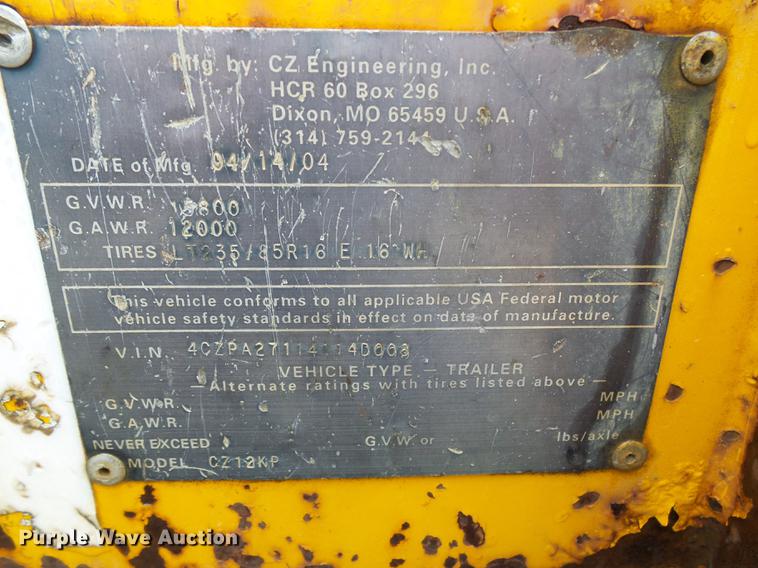 image for item DB2031 2004 CZ Engineering CZ12KP pole trailer