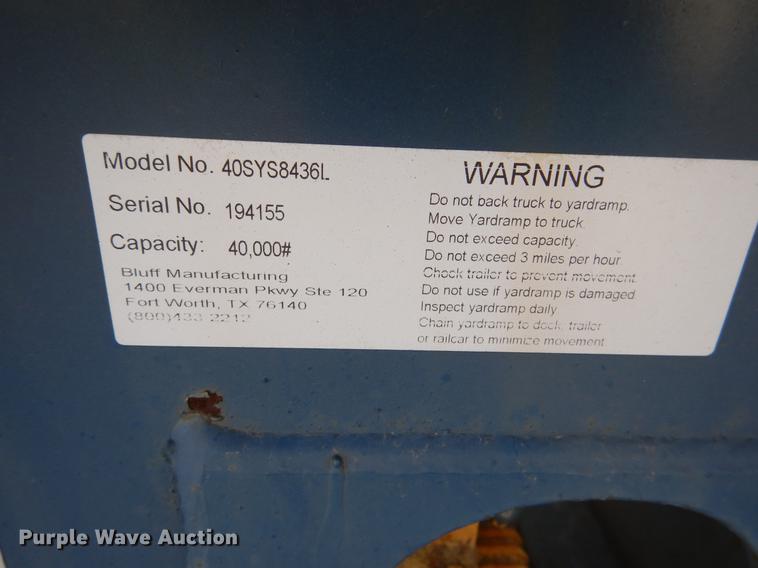 image for item DB9361 Bluff Manufacturing 40SYS8436L loading ramp