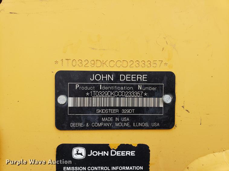 image for item DB9413 2012 John Deere 329D skid steer