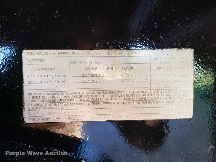 image for item DB9434 2000 Trailboss lowboy equipment trailer