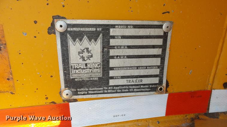 image for item DE2970 1989 Trail King TK120DG-553 low boy equipment trailer