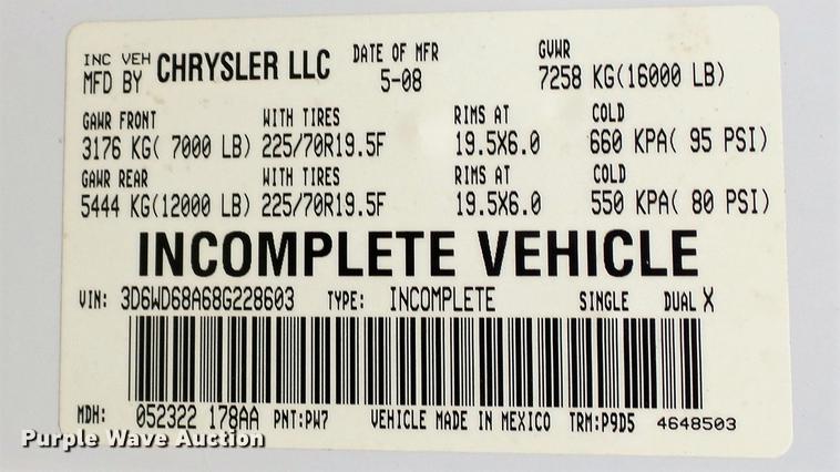 image for item DE4922 2008 Dodge Ram 4500 Quad Cab utility bed truck