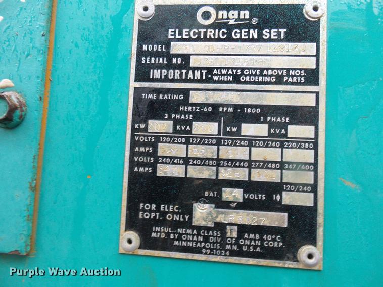 image for item DE5322 Onan 2000FDP generator
