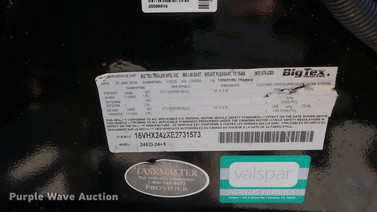 image for item DE7300 2014 Big Tex 24ED equipment trailer