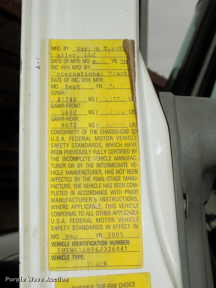 image for item DE7536 2006 International 7400 dump truck