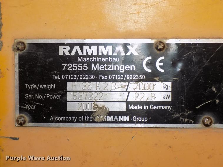 image for item DE7549 2006 Rammax P35K2B single drum vibratory roller