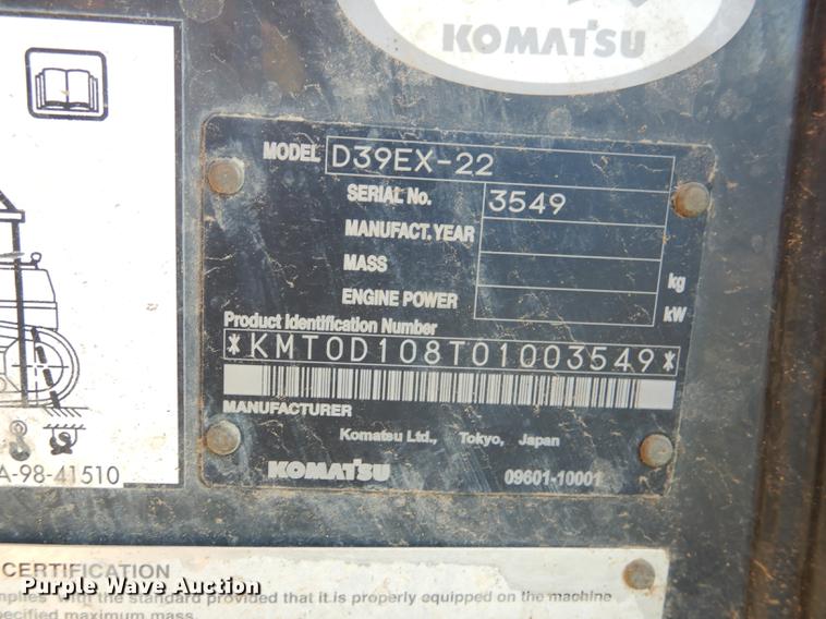 image for item DF2011 2011 Komatsu D39EX-22 dozer