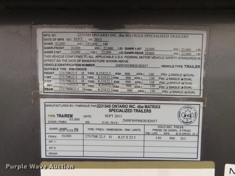image for item DN9223 2014 Matrixx folding neck flatbed oilfield trailer