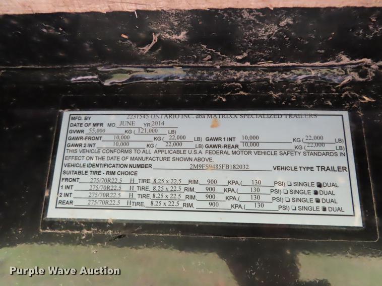 image for item DN9224 2015 Matrixx F55 extendable drop deck oilfield trailer