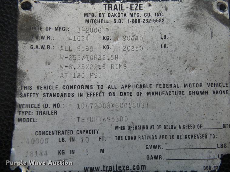 image for item DX9144 2006 Trail-Eze double drop deck equipment trailer