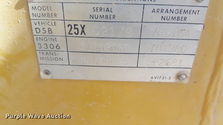 image for item EI9678 1983 Caterpillar D5B dozer