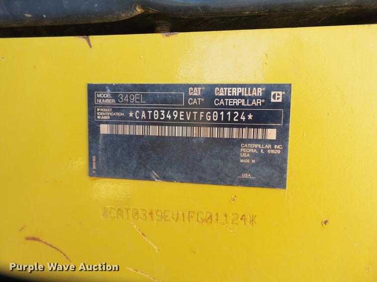 image for item EN9648 2014 Caterpillar 349E L excavator