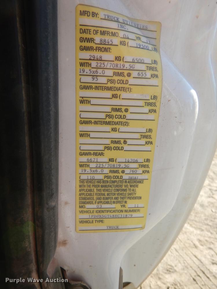 image for item K5796 2011 Ford F550 Super Duty SuperCab utility bed truck