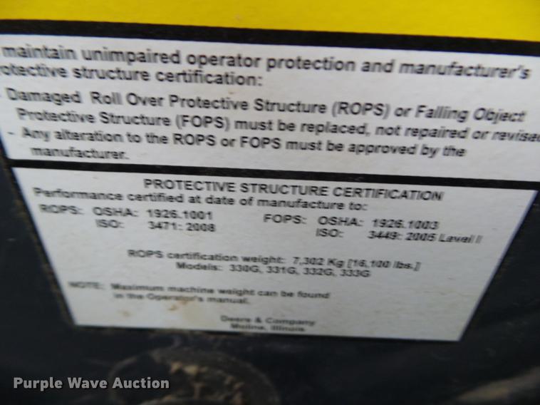 image for item L5718 2017 John Deere 333G skid steer