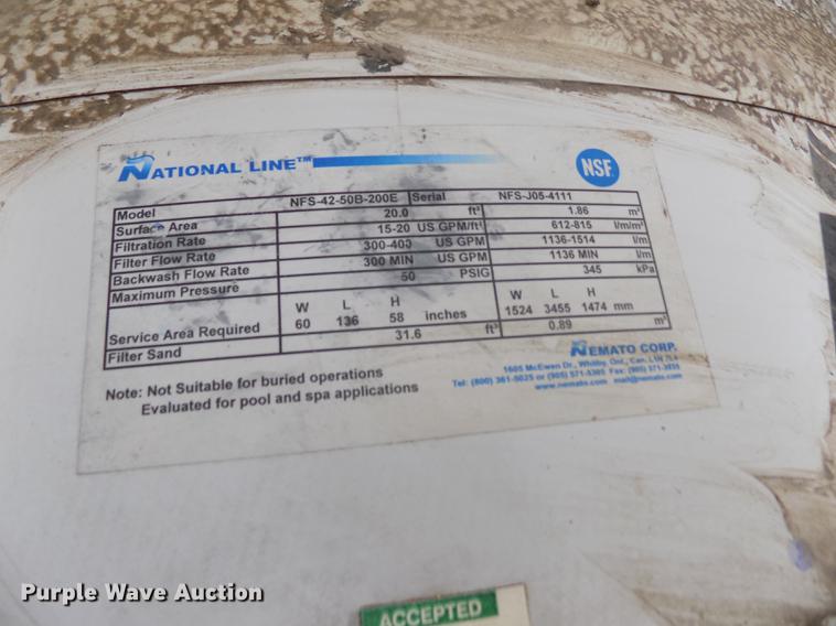 image for item DB9046 National Line NFS-42-50B-200E pool sand filter