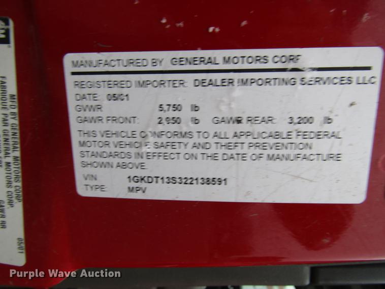 image for item DD3813 2002 GMC Envoy SUV