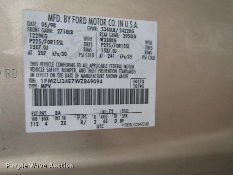 image for item DD3815 1998 Ford Explorer SUV