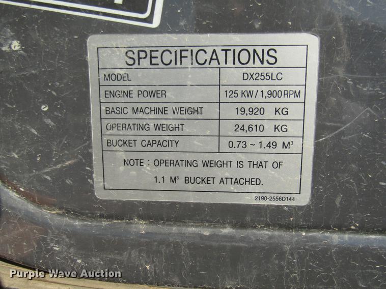image for item DE5896 2008 Doosan DX255LC excavator