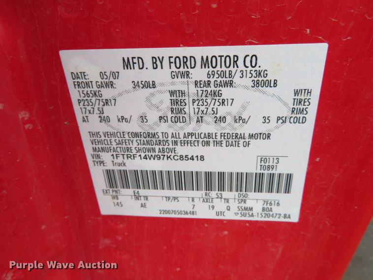 image for item DE6546 2007 Ford F150 pickup truck
