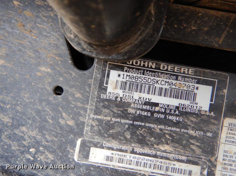 image for item EW9602 2012 John Deere Gator 855DSL utility vehicle