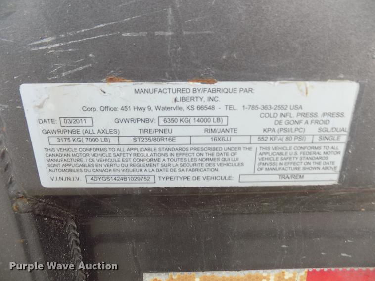 image for item DB4766 2011 Travalong dump trailer