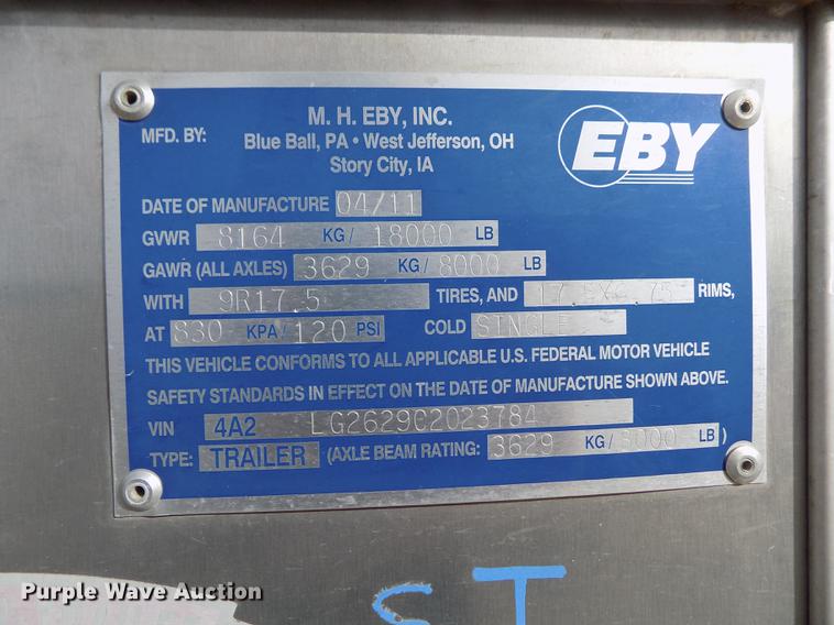 image for item DB4770 2012 Eby Ruffneck livestock trailer