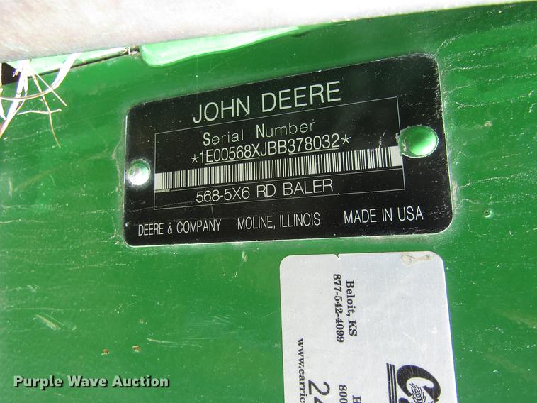 image for item DB4823 2011 John Deere 568 round baler