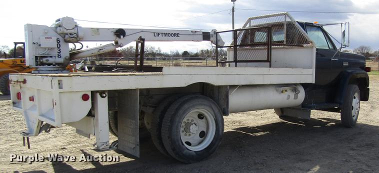 image for item DB4885 1977 GMC 6000 flatbed truck with crane